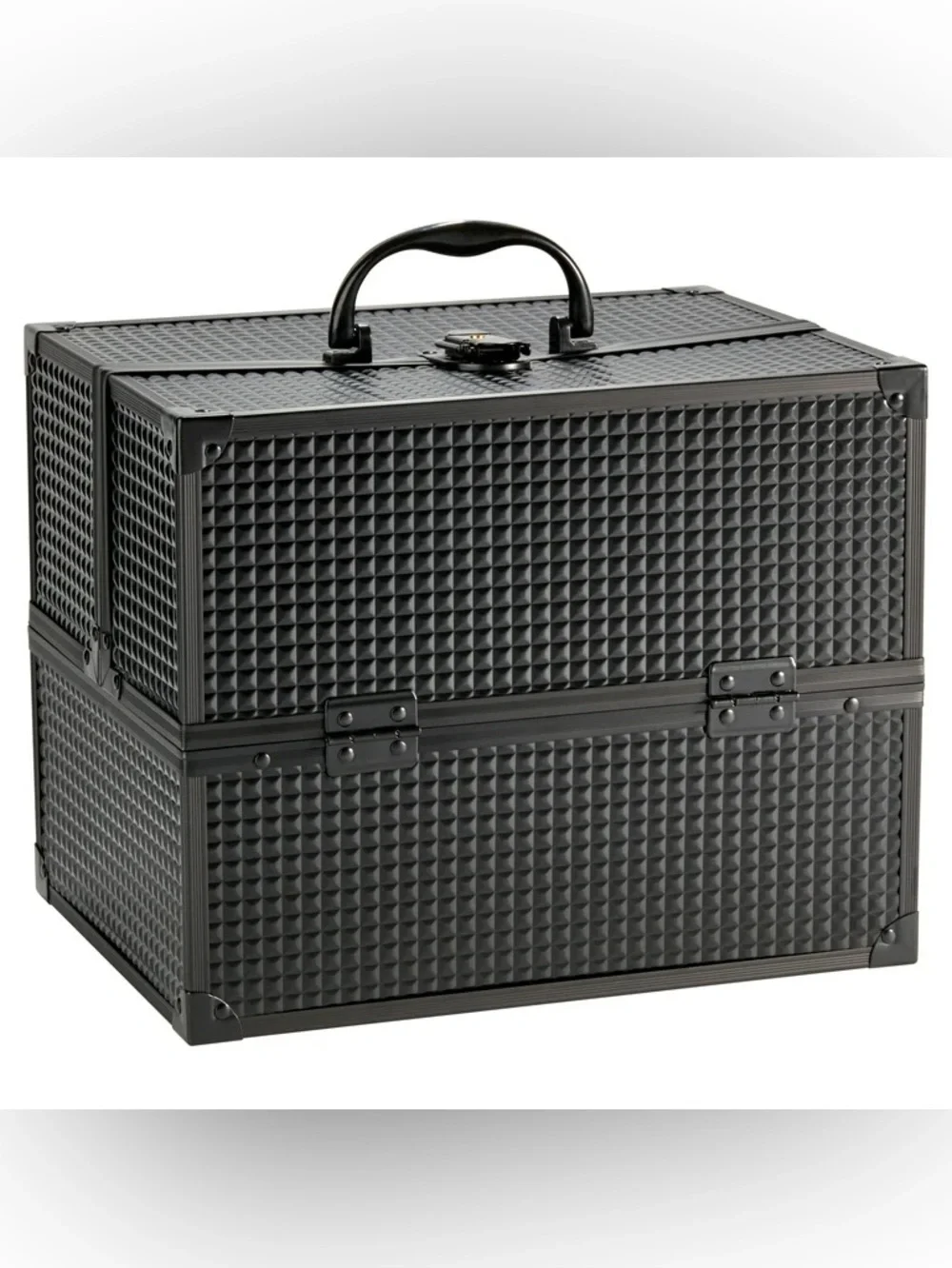 Matte Black Large 6 Tray Cosmetics & Accessories Travel Train Case NWT